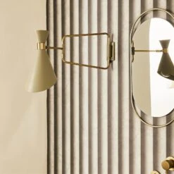 Intérieure Décoration Magasin -Intérieure Décoration Magasin 1463938 applique shady coloris blanc et laiton 31 x 73cm