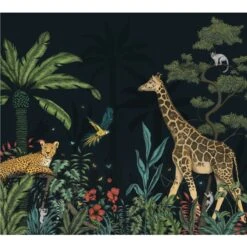 4MURS-Papier Peint Panoramique XL-NIGHT COLOR JUNGLE
