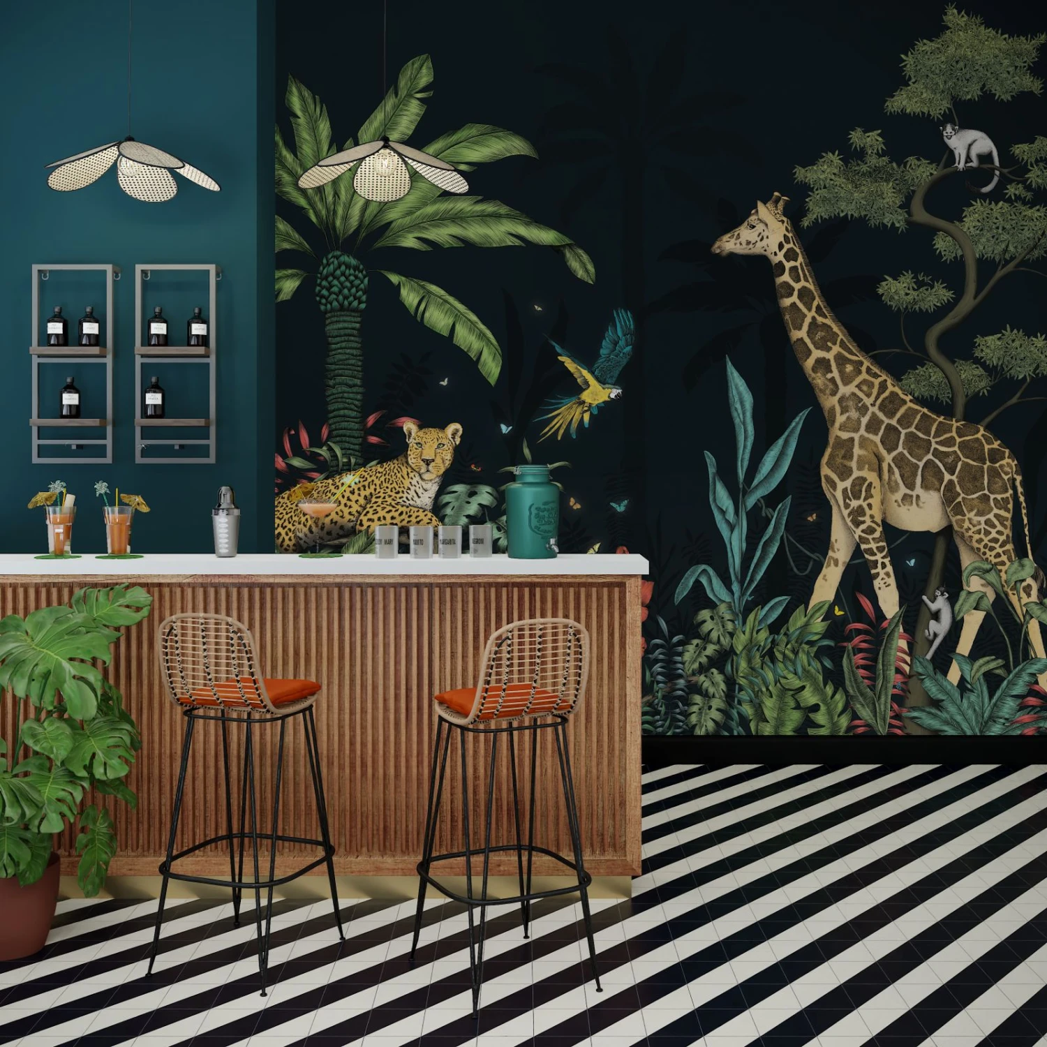 4MURS-Papier Peint Panoramique XL-NIGHT COLOR JUNGLE 4 4MURS-Papier Peint Panoramique XL-NIGHT COLOR JUNGLE – Image 2