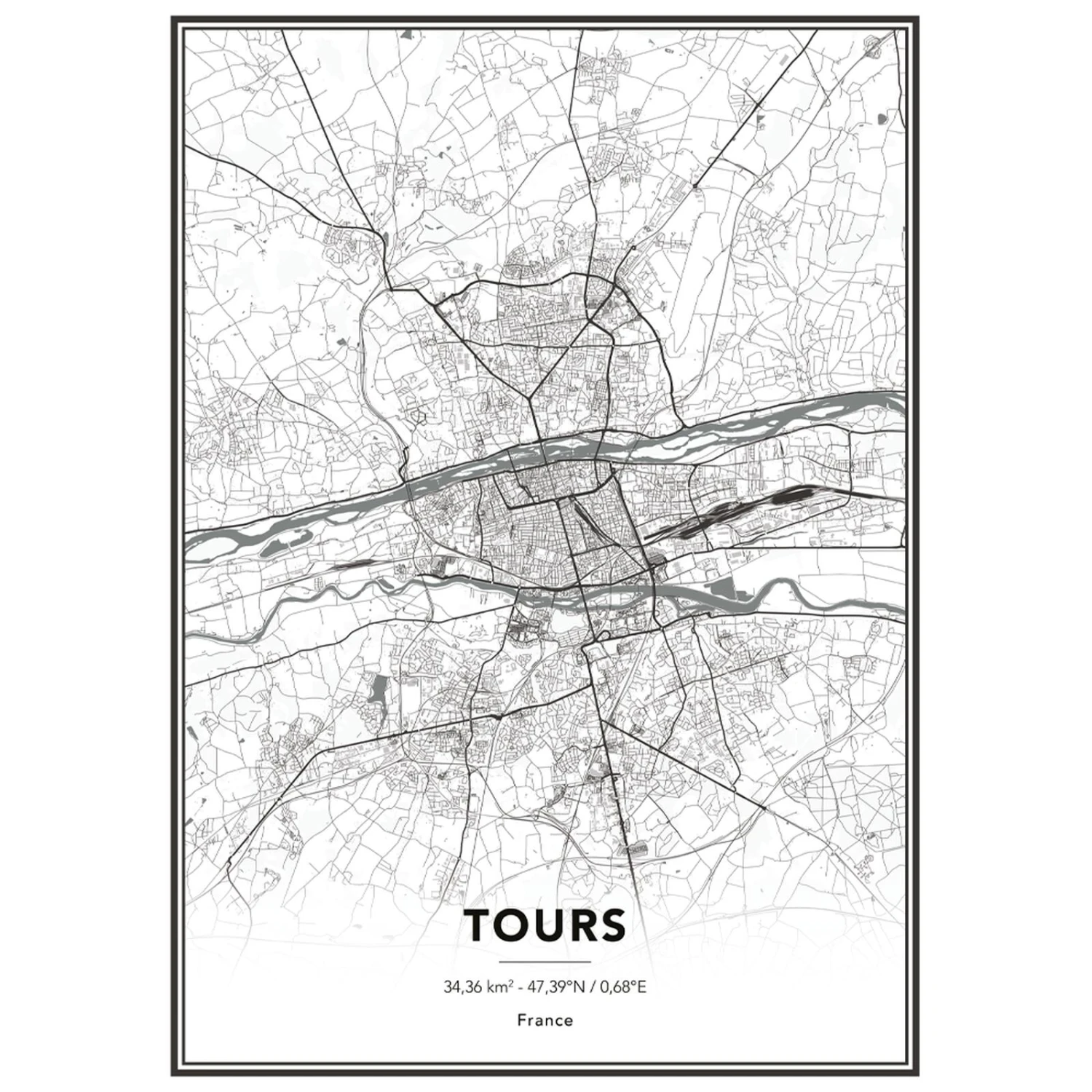 4MURS-Image Encadrée-MAP TOURS 3 4MURS-Image Encadrée-MAP TOURS